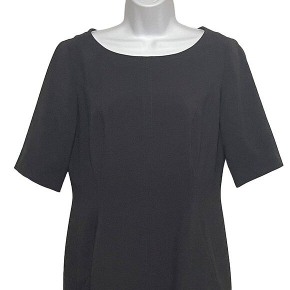 Tahari Arthur‎ S. Levine Elegant Black Sheath Dress with Gold Zipper Hardware 8P - Picture 4 of 16